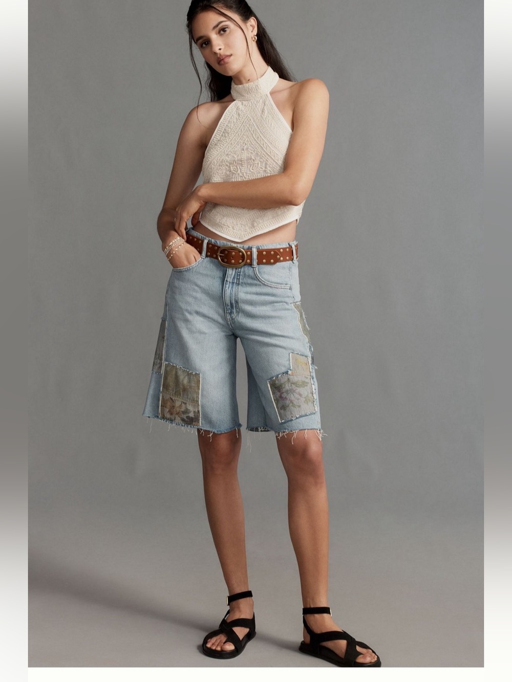 Anthropologie x Pilcro Adi Cut-offs patchwork denim shorts size 27 - Picture 6 of 13